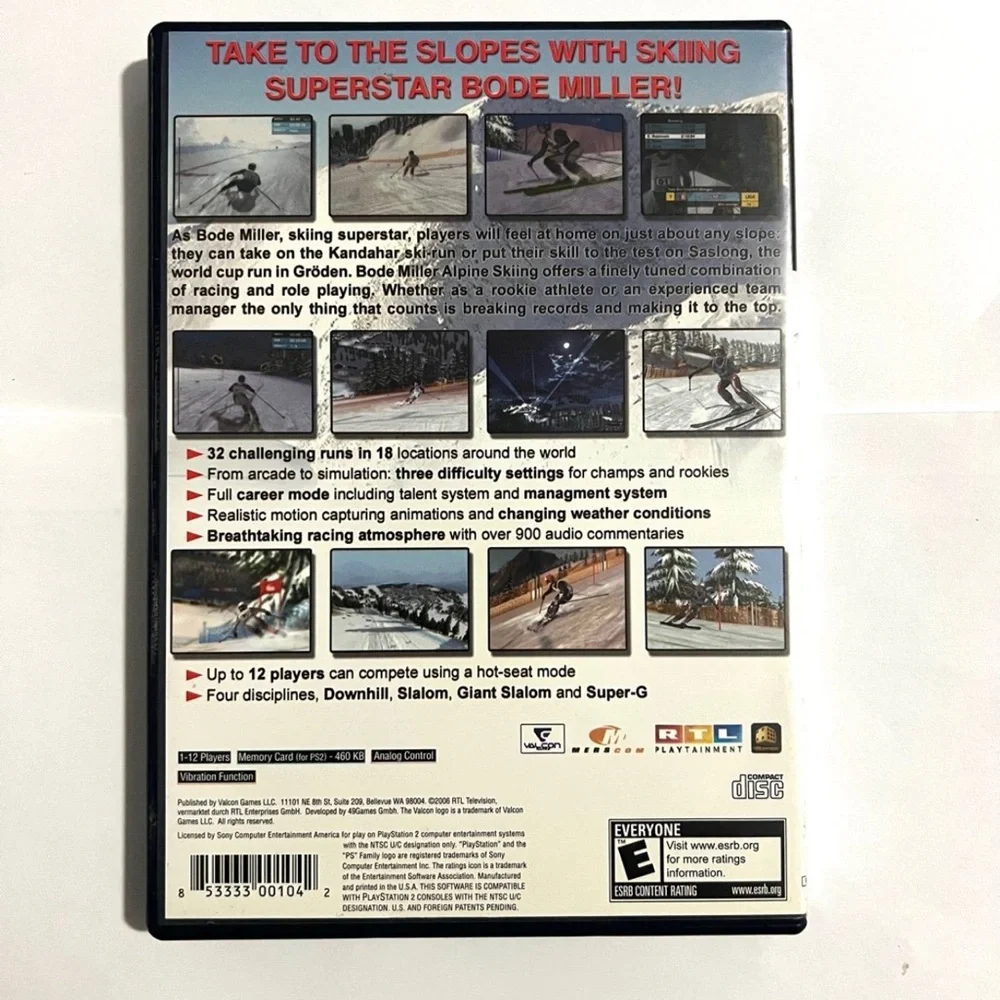 Bode Miller Alpine Skiing (Sony PlayStation 2, 2006) Complete.